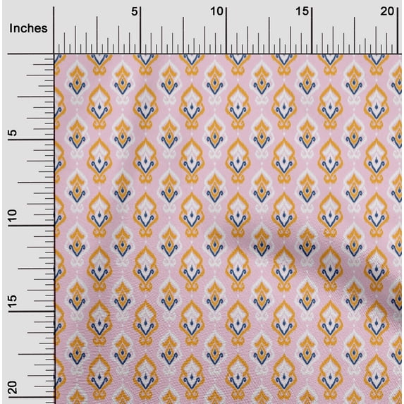 oneOone Silk Tabby Fabric Damask Ikat Print Fabric By The Yard 42 Inch Wide