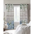 thumbnail image 4 of Eucalyptus Flowers Kitchen Curtains Blue Floral Green Vintage Wood Grain Cafe Short Curtains for Bathroom Blackout Window Curtain Small Window Treatment Drapes for Bedroom Living Room 52"x45"x2, 4 of 9