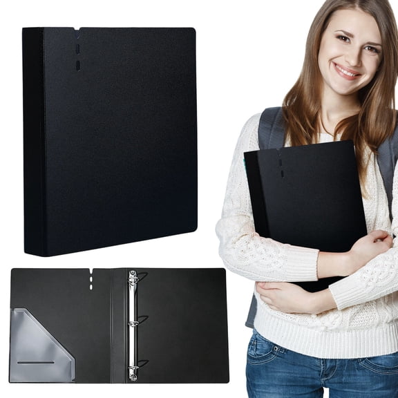 1 Inch 3 Ring Binder, Plastic PP Binder with Round Ring for Letter Size Paper, Loose Leaf Document Organizer with Pockets for Notes Homework Worksheets and Classroom Supplies, 1 Pack