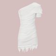 thumbnail image 1 of FcBaudy Robe Sans Manches à Col Rond, Robes d'Été pour Femmes, Robes de Mode pour Femmes Sans Manches à Épaules Inclinées, Robe de Soirée Moulante à Plumes, Robe Unie, 1 of 7