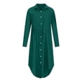 thumbnail image 6 of Arlun Linen Shirt Dresses for Women Button down Drawstring Elastic Waist Long Sleeve Causal Dress Plain Long Maxi Dresses 2026 Trendy Spring Outfits Green M, 6 of 6