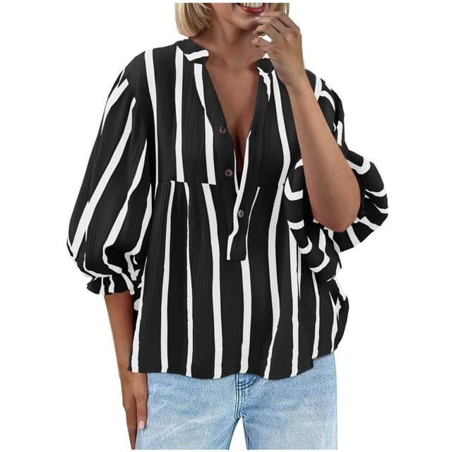 Yanlir Womens Casual Lapel Neck Button Down Blouse Long Sleeve Solid Color T Shirt Tops Comfortable Fashion Regular Fit Spring Summer Work Party(Black#1,S)