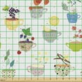 thumbnail image 2 of Tea Party Fabric by the Yard Upholstery, Watercolor Style Various Sorts of Cups with Lemon Slices Fruits and Flowers, Decorative Fabric for DIY and Home Accents, Multicolor by Ambesonne, 2 of 5