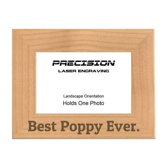 PrecisionNC Poppy Frames Best Poppy Ever Engraved Natural Wood Picture Frame Gift from Grandchild 4x6 Landscape