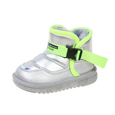 

Waterproof Kids Boys Girls Snow Boots Thick Fur Lined Warm Winter Ankle Booties Anti Slip Mid Calf