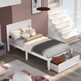 thumbnail image 3 of EUROCO Twin Wood Platform Bed with Headboard & Big Storage Drawer for Kids, White, 3 of 10