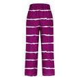 thumbnail image 5 of FRSASU Striped Pants for Women High Waisted Wide Leg Cotton Linen Trendy Beach Pull on Elastic Waist Casual Pants Purple, 5 of 5