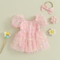 thumbnail image 2 of Fortune Barboteuse en Tulle pour Bébé Fille Nouveau-Né 3D Fleur Manches Courtes 0-18 Mois, 2 of 8