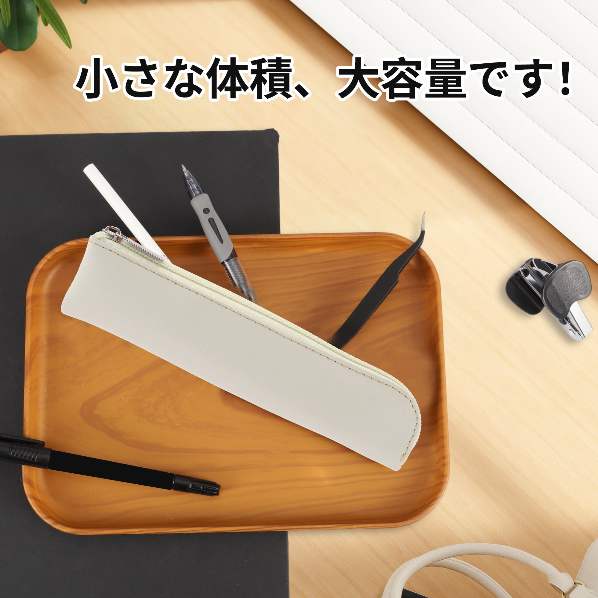Unique Bargains Faux Leather Pencil Pouch Portable Bag Gray