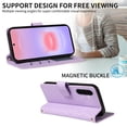 thumbnail image 3 of For Samsung Galaxy A37 5G Wallet Grid Texture Magnetic Flip Cover Card Holder & Bills Slot, Soft PU Leather Magnetic For Women Wallet Case With Detachable Shoulder Strap And Wrist Strap,Purple, 3 of 9