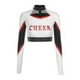 thumbnail image 3 of TiaoBug Women Girls Cheer Leader Uniform Dress Cheerleading Outfits Sparkle Long Sleeve Crop Top with Skirt Set Black&Red XL, 3 of 7