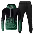 thumbnail image 3 of Mens Hooded Sports Tracksuit Unisex Two-Piece Running Set Long Sleeve Pullover Hoodies and Sweatpants, for Winter Training and Casual Wear,Army Green,L, 3 of 7