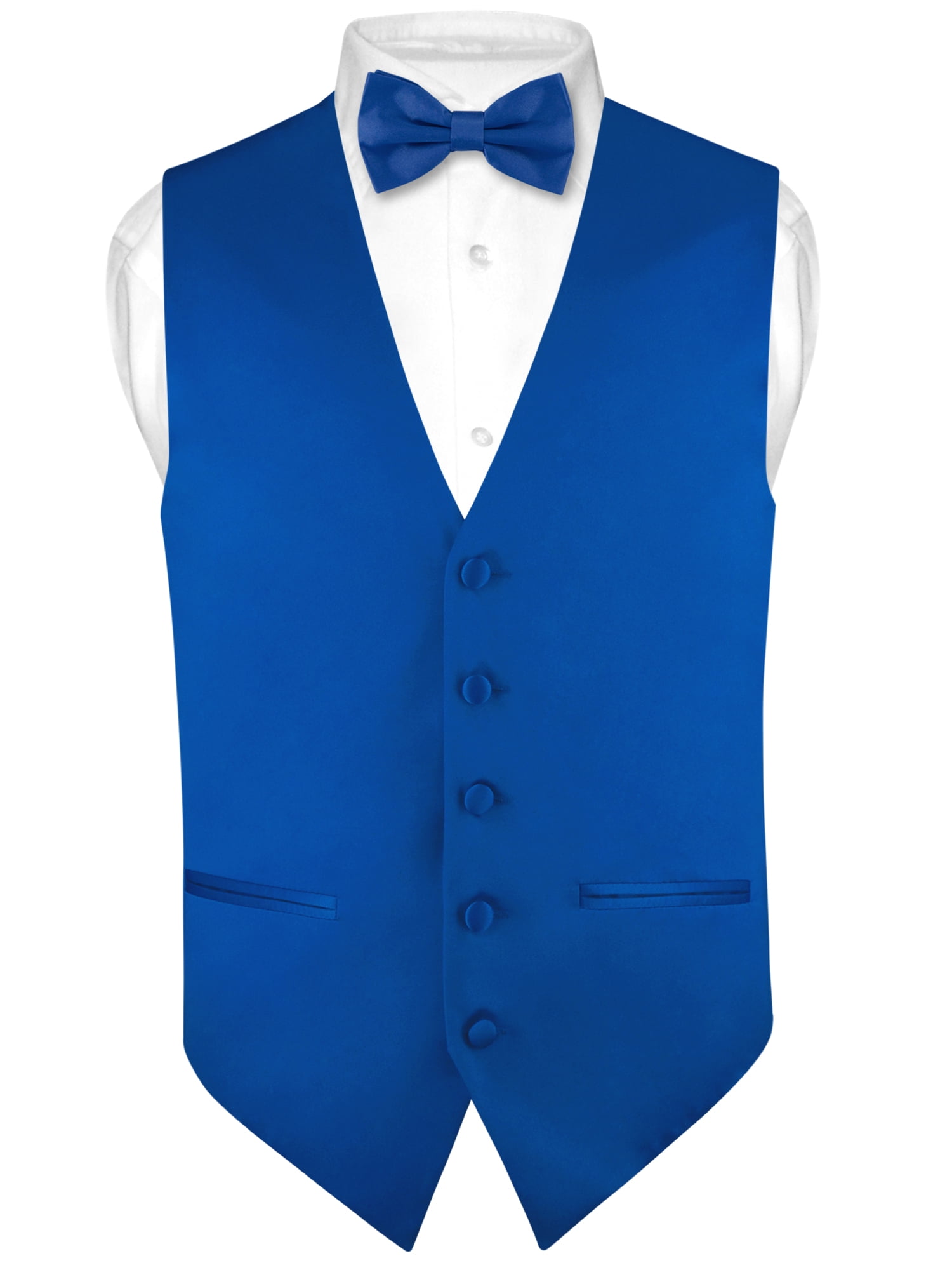 Men's Vertical stripes Tuxedo Vest Waistcoat & 2.5" Skinny Slim Tie Royal Blue 