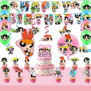 35Pcs The Powerpuff Girls Party Decorations Set- The Powerpuff Girls Birthday Banners Tablecloth & Balloons Cake Toppers etc. The Powerpuff Girls Party Supplies for Girls/Kids