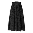 thumbnail image 2 of Flowy Skirts for Women Stylish Floral Print Pleated Skirt with Pocket Pressed Style Womens Long Skirt Black L, 2 of 9