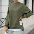 thumbnail image 2 of Fiaer Womens Sweatshirts Crew Neck Side Zipper Pullovers Long Sleeve Loose Fit Casual Trendy Solid Color Plus Size Tops Green XL, 2 of 5