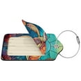 thumbnail image 4 of Rocae Sea Turtle in Coral for Leather Luggage Baggage Tags ID Label Privacy Cover ID Label with Stainless Steel Loop and Address Card, 4 of 5