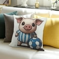 thumbnail image 3 of ZFLMY Square Cushion Cover Pig Soccer Ball David Young Cameron Party Supplies for Home Sofa Couch Linen 100% 18x18in, 3 of 5
