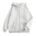 thumbnail image 5 of Plus Size Women's Full Zip Fashion Hoodie, Oversized Long Sleeve Hooded Sweatshirt with Pockets, Casual Cute Zip Up Hoodies, Gray, XXL, 5 of 6