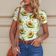 thumbnail image 6 of KLL Women 's Crew Neck Bodysuit Jumpsuits Avocado Doing Sport Print Short onesies Stretch T Shirts, 6 of 7