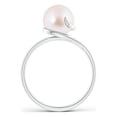 thumbnail image 2 of Angara Japanese Akoya Cultured Pearl Ring with Spiral Metal Loop in 14K White Gold for Women | June Birthstone Jewelry for Her, 2 of 7