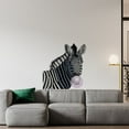thumbnail image 2 of Realistic Vinyl Art Zebra Decoration Striped Horse Design Adhesive Home Living Room Wall Decal - 20" x 20" Kids Bedroom Nursery Safari Animal Bubble Gum Decor Design Removable Wall Art Sticker, 2 of 5