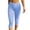 Blue, variant on Women's Elastic Waist Plaid Cotton Fabric Slim Fit Capri Pants Cuffed Hem Comfortable and Breathable for Daily Wear
