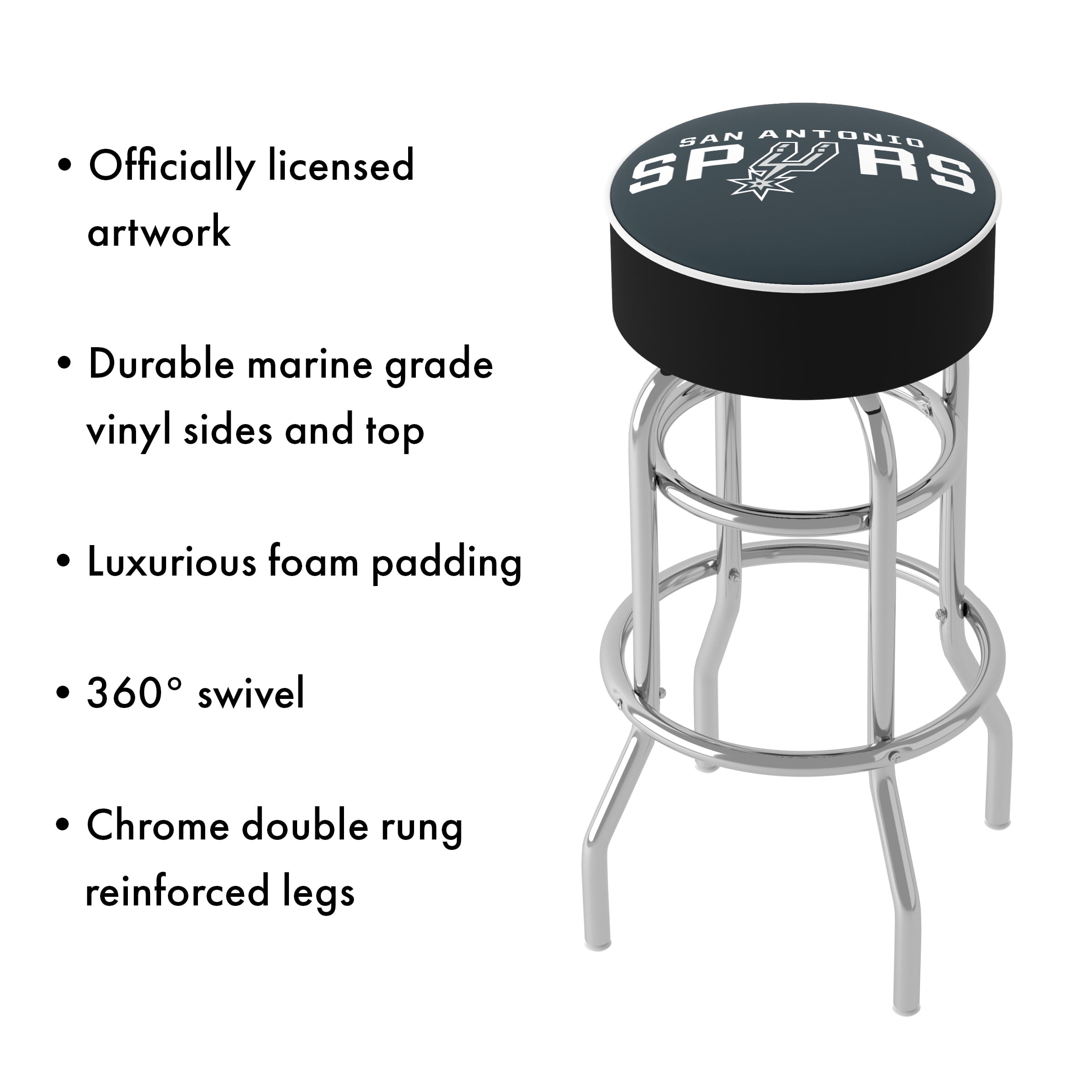 Trademark Gameroom San Antonio Spurs Logo Bar Stool with Padded Seat
