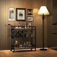 thumbnail image 2 of Giantex 3-Tier Bar Cart, Industrial Serving Cart w/Wine Racks & Glass Holders, Kitchen Rolling Cart, Brown, 2 of 8