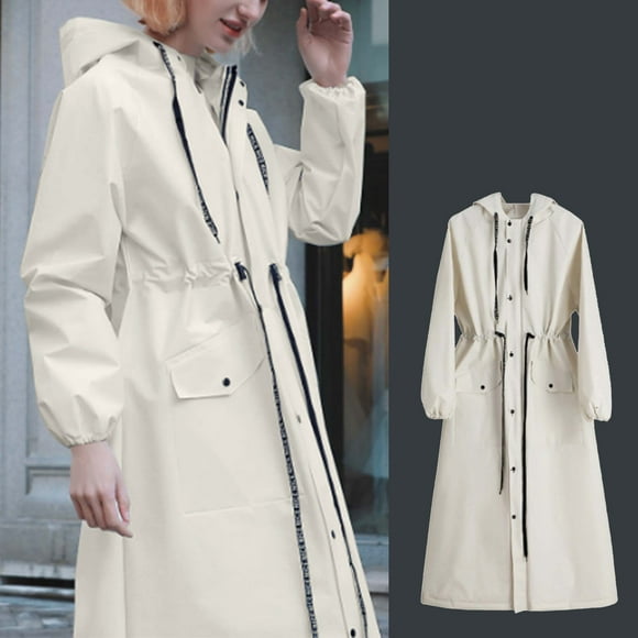 UANWENN Women's Long Raincoat Adult Full Body Rain Gear for Cycling Heavy Rain Poncho Light Jacket Womens Long Insulated Rain Coats for Women Half Coat Womens Windbreaker with Hood Light Nylon Jacket