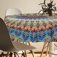 thumbnail image 6 of Round Tablecloth 60 inch, Boho Table Cloth, Mandala Waterproof Washable Polyester Wrinkle Resistant Table Cover for Kitchen Dining Table, Wedding, Buffet Parties and Camping, 6 of 6
