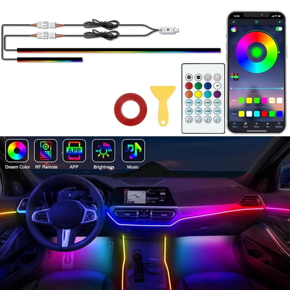 2-IN-1 USB RGB Car Interior Floor Atmosphere Light Strips Phone & APP Control
