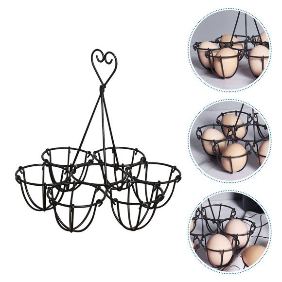 CRAFTHROU 1Ud Soporte De Hierro Para Huevos Negro Fácil De Usar En Cocina Y Comedor