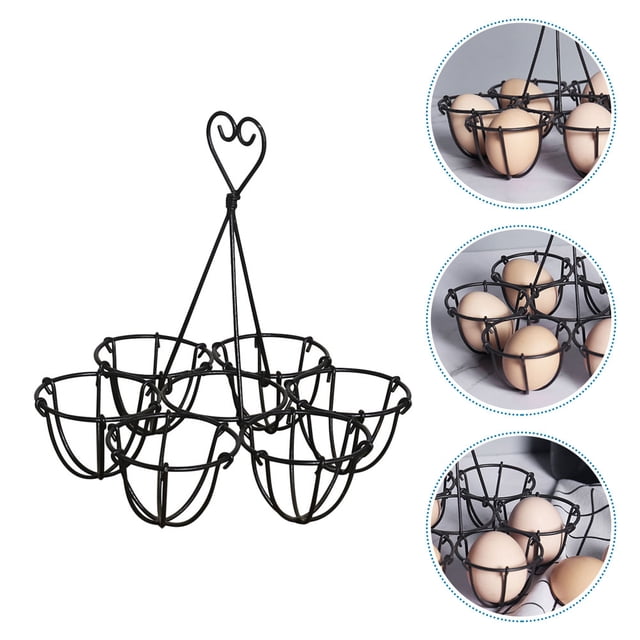 CRAFTHROU 1Ud Soporte De Hierro Para Huevos Negro Fácil De Usar En Cocina Y Comedor