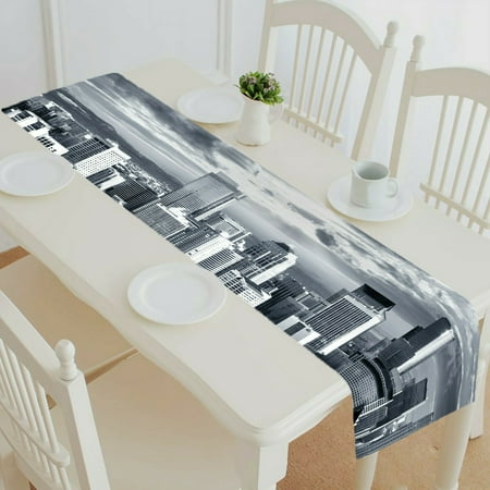 

ECZJNT Black White Seattle Cityscape table runner table cloth tea table cloth 16x72 Inch