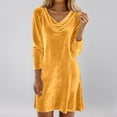 thumbnail image 2 of DHFJKG Women Cowl Neck Velvet Dress Long Sleeve Evening Party Gown Soft Loose Tunic Comfortable Spring Clothes Carnival Versatile Dresses, 2 of 5