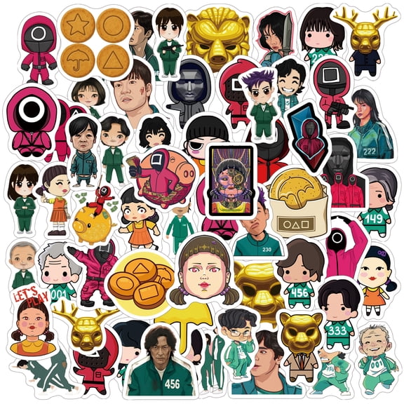 120 PCS For Squid TV Series Themed Game Stickers, Cute Vinyl Waterproof Stickers, for Teen Suitable for Water Bottles,Laptop, Phone, Guitar, Skateboard, Travel Case, Notebook