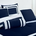 thumbnail image 4 of Chezmoi Collection Caprice 7-Piece Hotel Style Comforter Set California King, Navy/White Square Pattern Color Block Bedding with Decorative Pillows, Luxurious Lightweight All Season Bed Set, 4 of 9