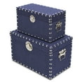 thumbnail image 2 of Contemporary Home Living Set of 2 Blue and Silver Rectangular Studded Boxes 13.5", 2 of 5