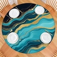 thumbnail image 2 of Blue Gold Wave Marble Pattern Round Fitted Tablecloth with Elastic Edge,Dining Table Cover Waterproof,Outdoor Round Tablecloth for Camping,Dining,Indoor and Outdoor, 2 of 7