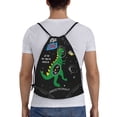 thumbnail image 2 of Bingfone Space Dino Cartoon Black Drawstrings Backpacks Bags For Men Women Gym Drawstrings Bag, 2 of 9