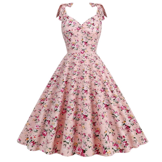 FcBaudy Camis Robe Sans Manches à Col en V, Robes d'Été pour Femmes, Robes pour Femmes Style Floral Parent-Enfant Robe à Nœud Camisole Robe pour Femmes