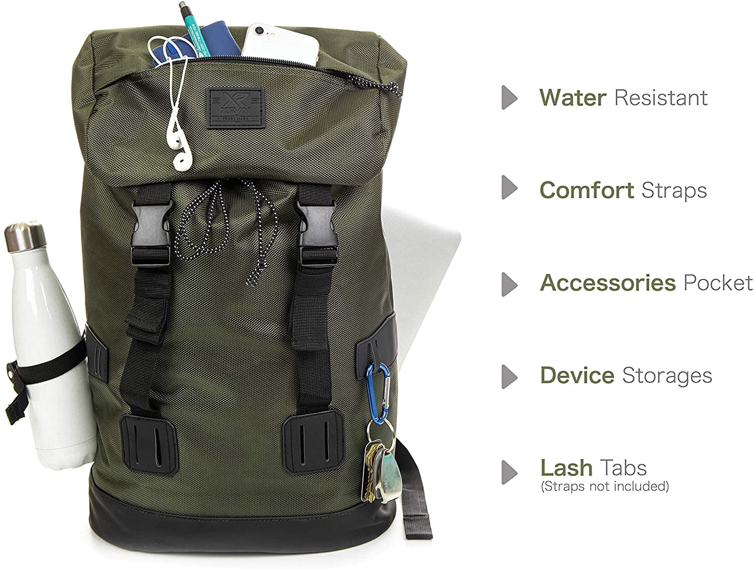 Travel Laptop Carry on Rucksack Backpack, Lightweight Durable Water Resistant Bag for Work School College, Gifts for Men and Women, Fits 15.6 inch Notebook (Dark Olive)