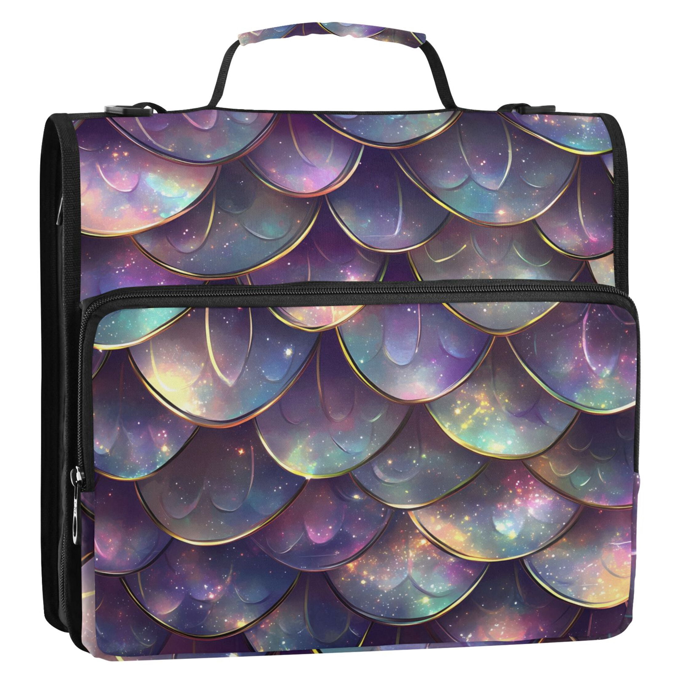 ALAZA Zipper Binder Scales Purple 3 Ring Trapper Keeper File Folder Organizer Bag
