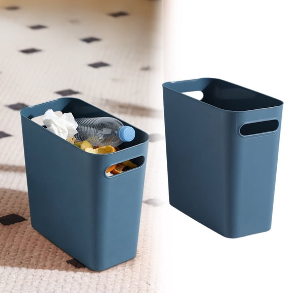 Homesteed Bathroom Trash Can Slim Plastic Wastebasket Small Garbage Can for Kitchen Hotel Room Blue 28*14
