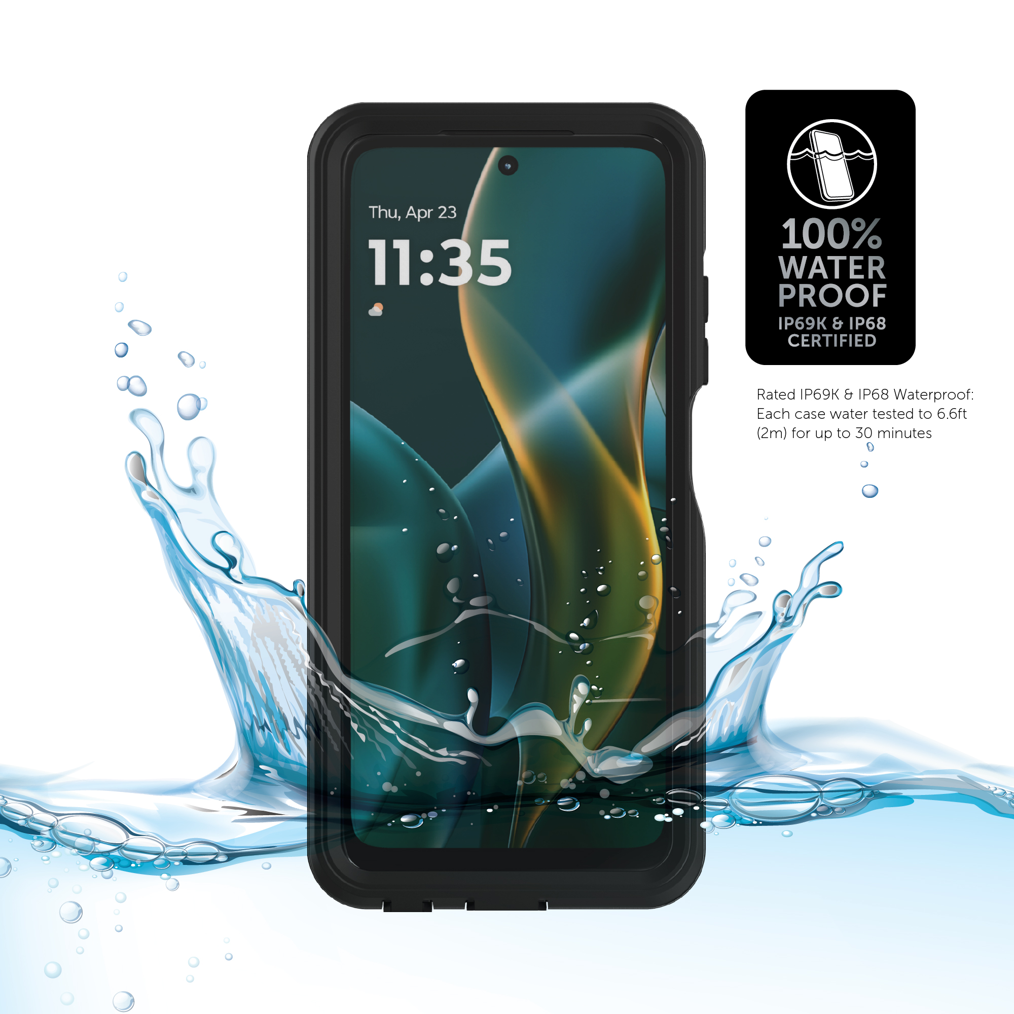 Body Glove Tidal Waterproof Phone Case for Motorola moto g (2025) - Black/Clear