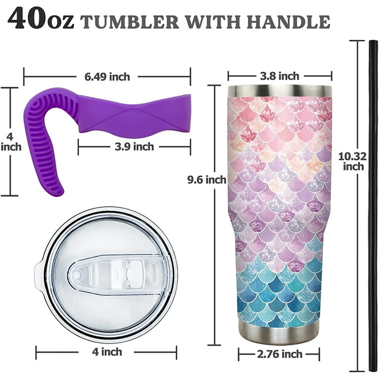 40 oz Tumbler with Handle and Straw Leak Proof 40 oz Floral Cup Insulated Stainless  Steel Flower Coffee Travel Mug Slim 40oz Flower Tumbler with Handle Floral  Decor Stuff Gift for Women 