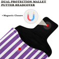 thumbnail image 3 of Haosy Modena Purple and White Striped Golf Mallet Putter Cover Strong Magnetic Leather Golf Club Headcover Closure, 3 of 7