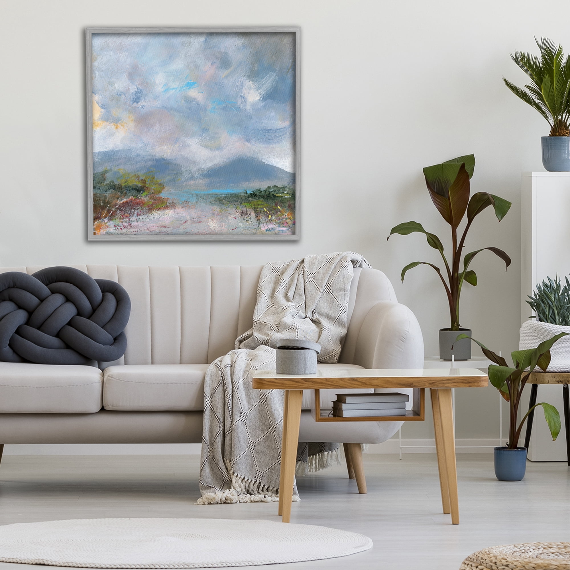 Stupell Industries Expressive Mountain Mists Gray Framed Giclee Art, design by Leslie Birch