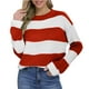 thumbnail image 2 of HongQid Sweaters for Women Crewneck Striped Cute Color Block Fall Winter Knitted Pullover Tops, 2 of 8